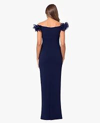 Xscape Women's Off-The-Shoulder Wire Scuba Gown