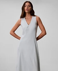 Calvin Klein Women's Tencel Blend Panel V-Neck Midi Dress