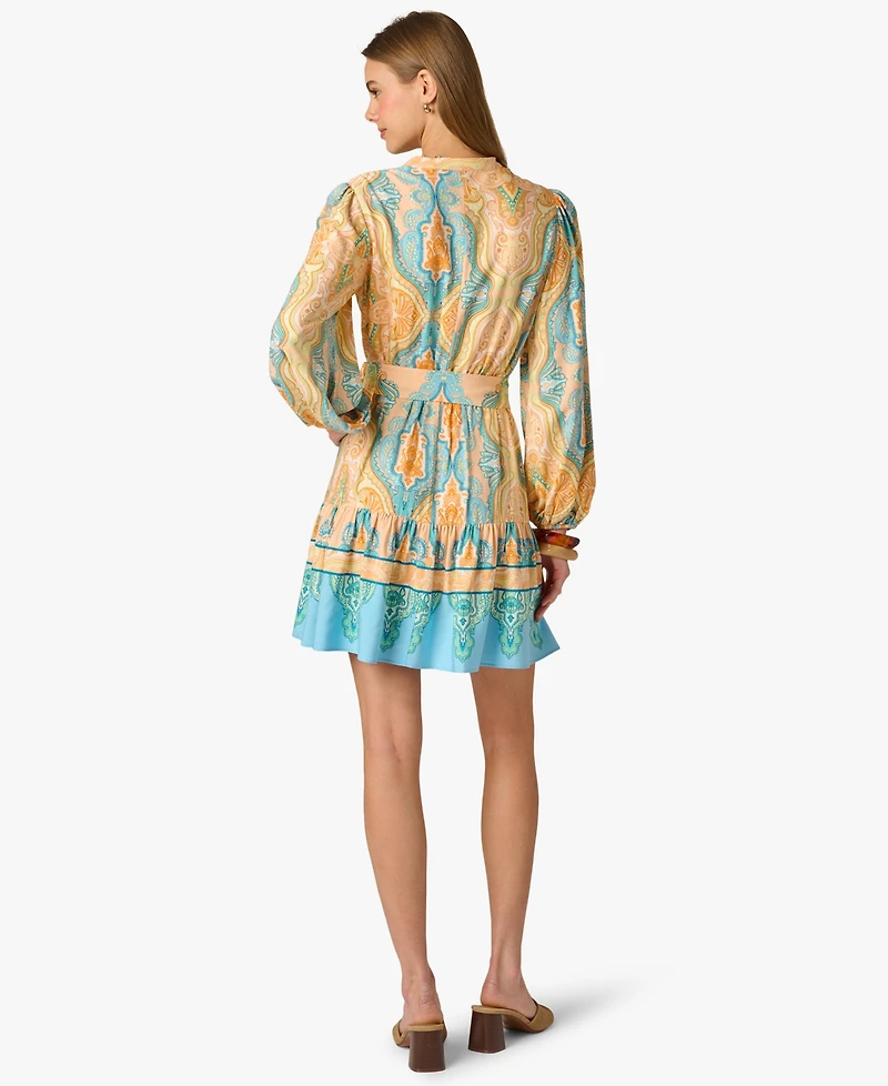 Adrianna Women's V-Neck Printed Short Dress