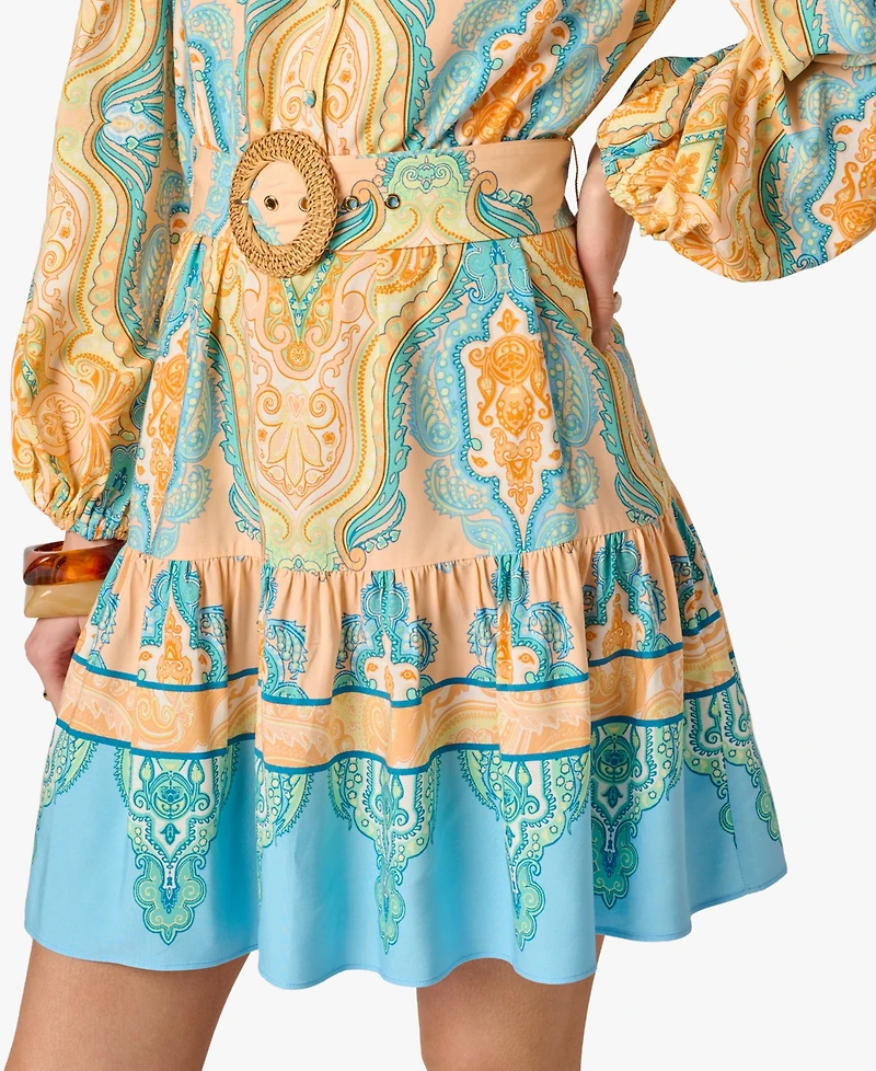 Adrianna Women's V-Neck Printed Short Dress