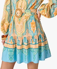 Adrianna Women's V-Neck Printed Short Dress