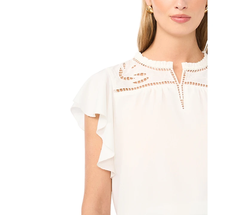Vince Camuto Women's Short-Sleeve Embroidered Blouse