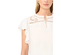 Vince Camuto Women's Short-Sleeve Embroidered Blouse