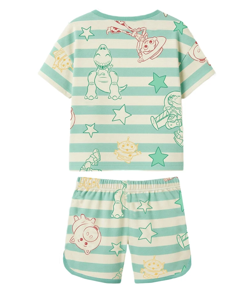 Toy Story Boys' 2T-5T Short-Sleeve T-Shirt and Stripe Shorts, 2-Piece Set