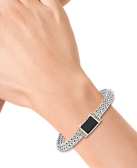 Effy Collection Men's Onyx Bracelet in Sterling Silver with 14k Yellow Gold
