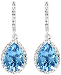 Effy Collection London Blue Topaz (4-1/3 ct. t.w.) & Diamond (1/5 ct. t.w.) Drop Earrings in 14k White Gold