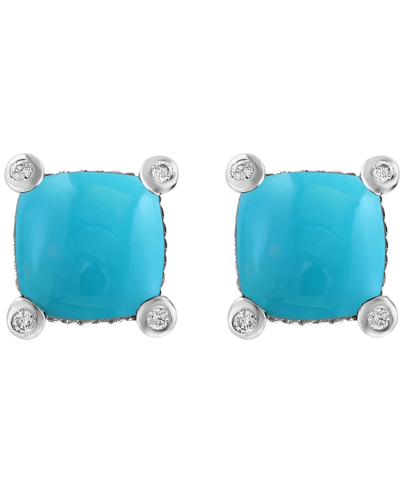 Effy Collection Diamond (1/20 ct. t.w.) and Turquoise Earrings in Sterling Silver
