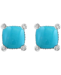 Effy Collection Diamond (1/20 ct. t.w.) and Turquoise Earrings in Sterling Silver