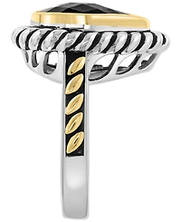 Effy Collection Onyx Ring in Sterling Silver with 18k Yellow Gold