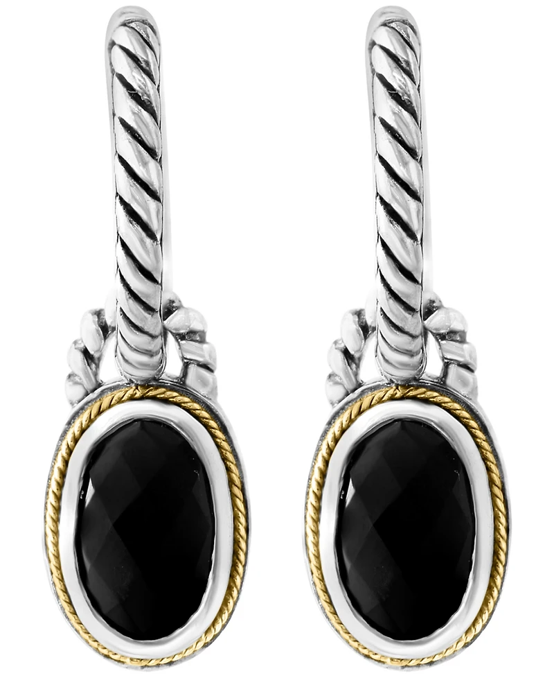 Effy Collection Onyx Earrings in Sterling Silver with 18k Yellow Gold