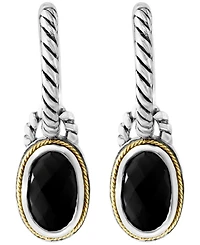 Effy Collection Onyx Earrings in Sterling Silver with 18k Yellow Gold