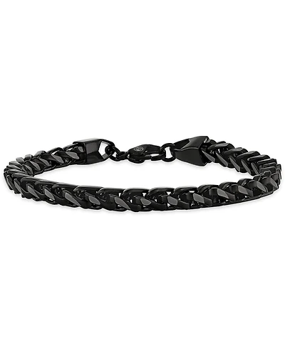 Esquire Men's Jewelry Black and Silver Wheat Chain Bracelet in Stainless Steel