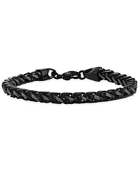 Esquire Men's Jewelry Black and Silver Wheat Chain Bracelet in Stainless Steel