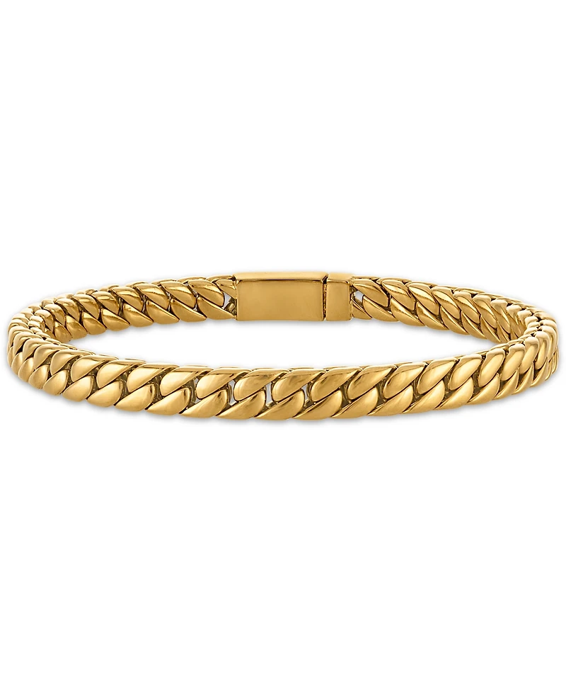 Esquire Men's Jewelry Polished Double Layer Chain Bracelet in Yellow-Plated Stainless Steel