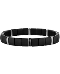 Esquire Men's Jewelry Ceramic Stretch Bracelet in Sterling Silver