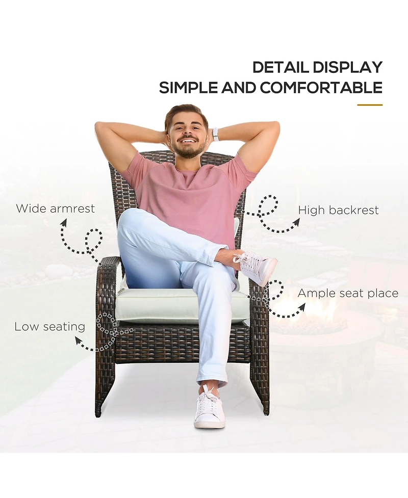 Outsunny Patio Wicker Adirondack Chair with Soft Cushions,