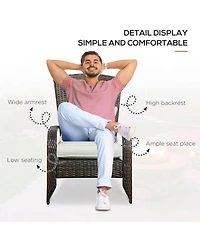 Outsunny Patio Wicker Adirondack Chair with Soft Cushions,