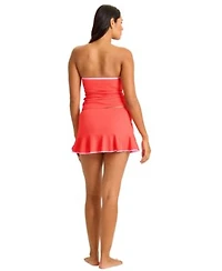 Tommy Bahama Womens Bandeau Neck Tankini Top Cabana High Waist Swim Skirt