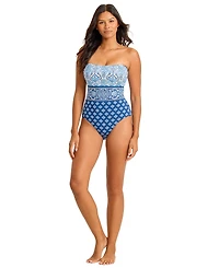 Tommy Bahama Women's Pullover Bandeau Neck One-Piece Swimsuit