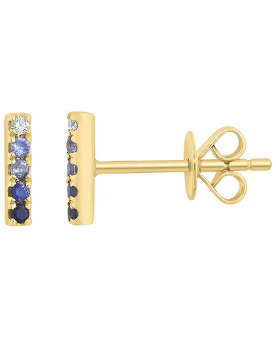 Effy Collection Sapphire (1/3 ct. t.w.) & Diamond (0.02 ct. t.w.) Earrings in 14k Yellow Gold