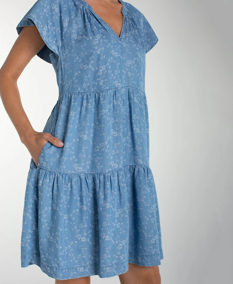 Liverpool Los Angeles Women's Tiered V-Neck Dress