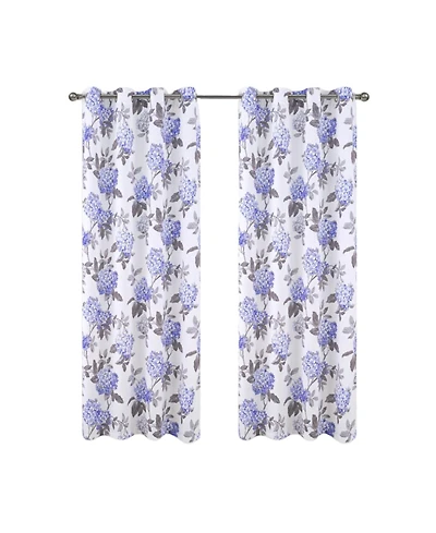 Olivia Gray 100% Polyester 200 Gsm Hydrangea Printed Blackout Grommet Curtain Panel