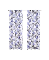 Olivia Gray 100% Polyester 200 Gsm Hydrangea Printed Blackout Grommet Curtain Panel