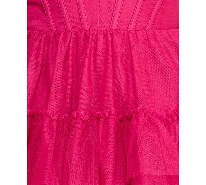 Seni & Cade Juniors' Sweetheart Neck Tiered Skirt Dress