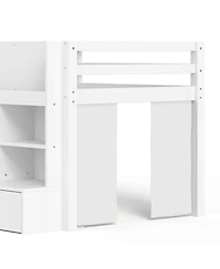 Streamdale Furniture Twin Xl Loft Bed with Multi-Storage Shelves & Curtain