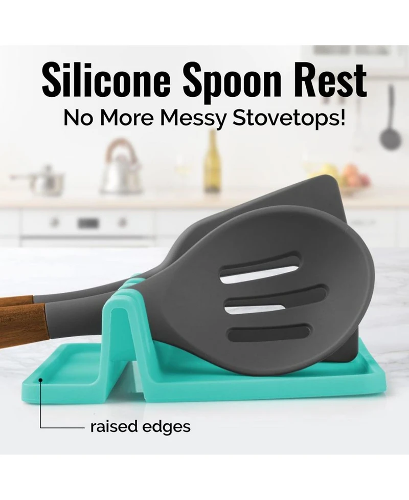 Silicone Utensil Rest with Drip Pad for Multiple Utensils