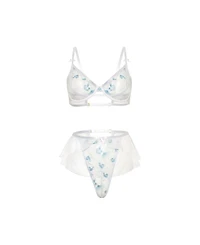 Oh La Cheri Women's Elena Embroidered Bra Set