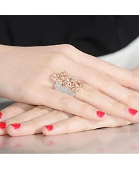 Sterling Silver 18K Rose Gold Plated with Pink Wide Band Accent Ring