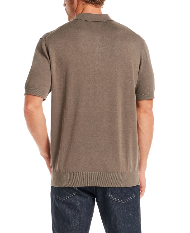Weatherproof Vintage Men's Regular-Fit 100% Cotton Pointelle Sweater-Knit Polo Shirt