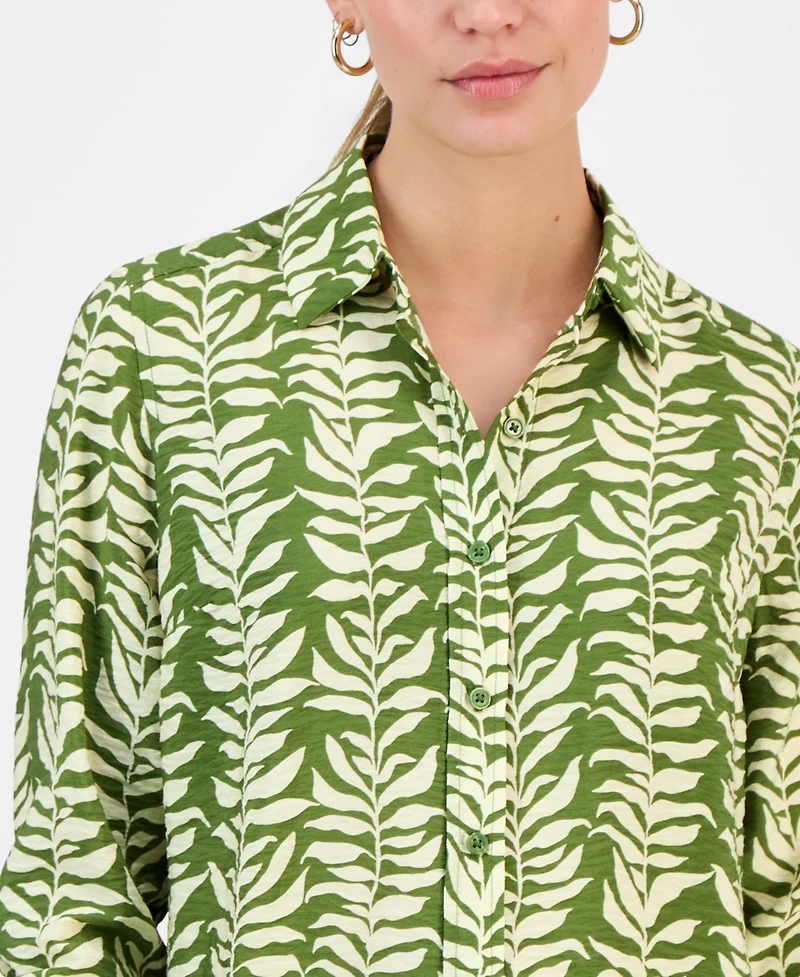 I.n.c. International Concepts Petite Printed Long-Sleeve Button-Front Blouse, Macy's Exclusive