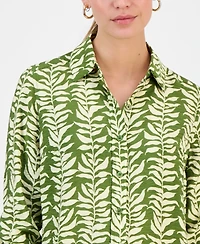 I.n.c. International Concepts Petite Printed Long-Sleeve Button-Front Blouse, Macy's Exclusive