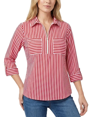 Ny Collection Women's Point Collar Top with Pockets