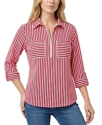 Ny Collection Women's Point Collar Top with Pockets