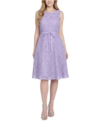 Ny Collection Women's Sleeveless Lace Belted Dress
