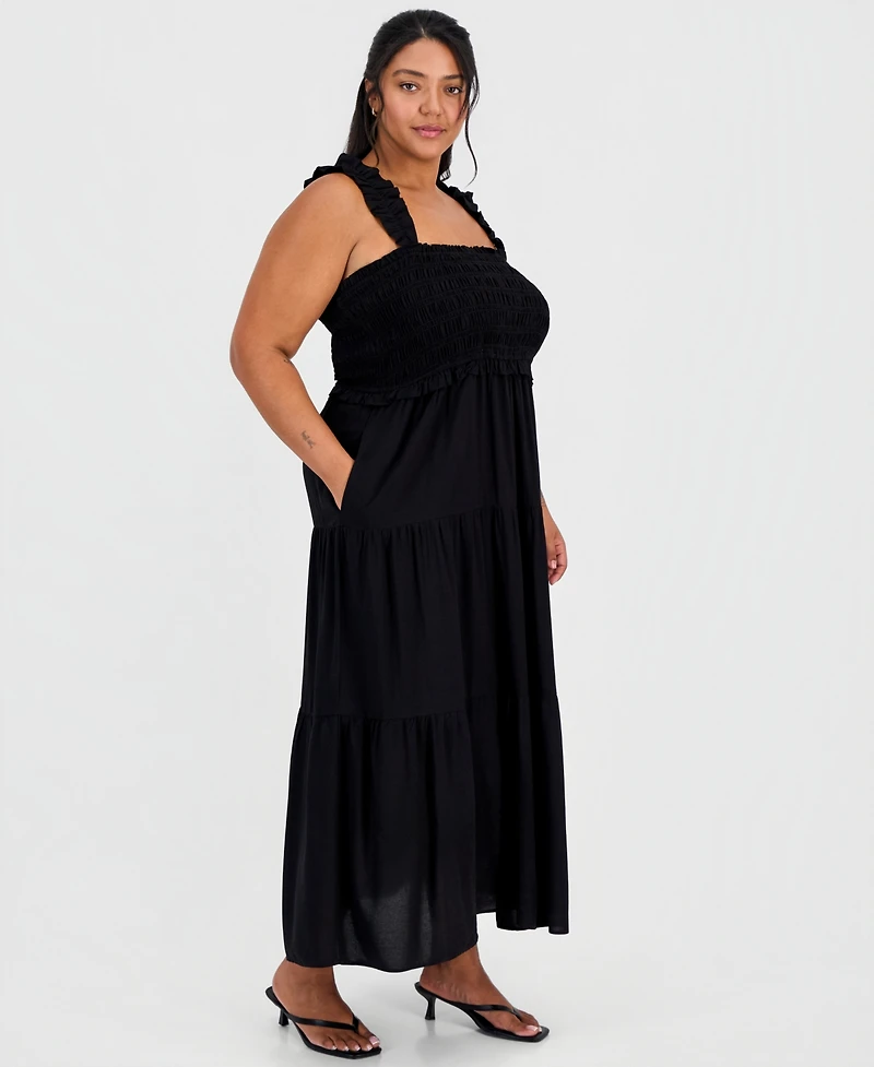 Full Circle Trends Plus Smocked Bodice Sleeveless Maxi Dress