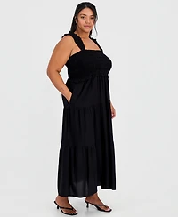 Full Circle Trends Plus Smocked Bodice Sleeveless Maxi Dress