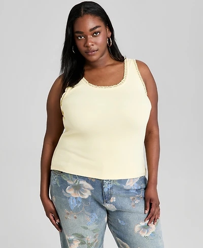 And Now This Trendy Plus Size Lace-Trim Tank Top, Macy's Exclusive