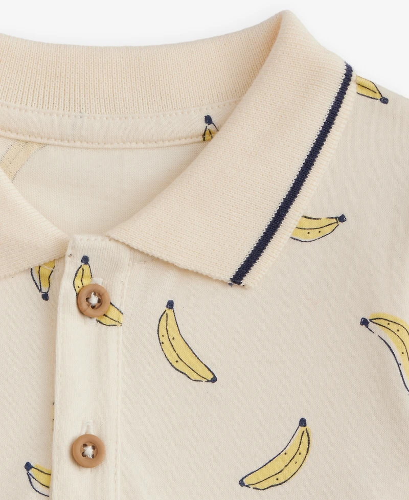 First Impressions Baby Boys' 0M-24M Cotton Banana-Print Polo Sunsuit, Macy's Exclusive