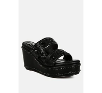 Iki Diki Rhinestone & Diamante Wedge Sandals