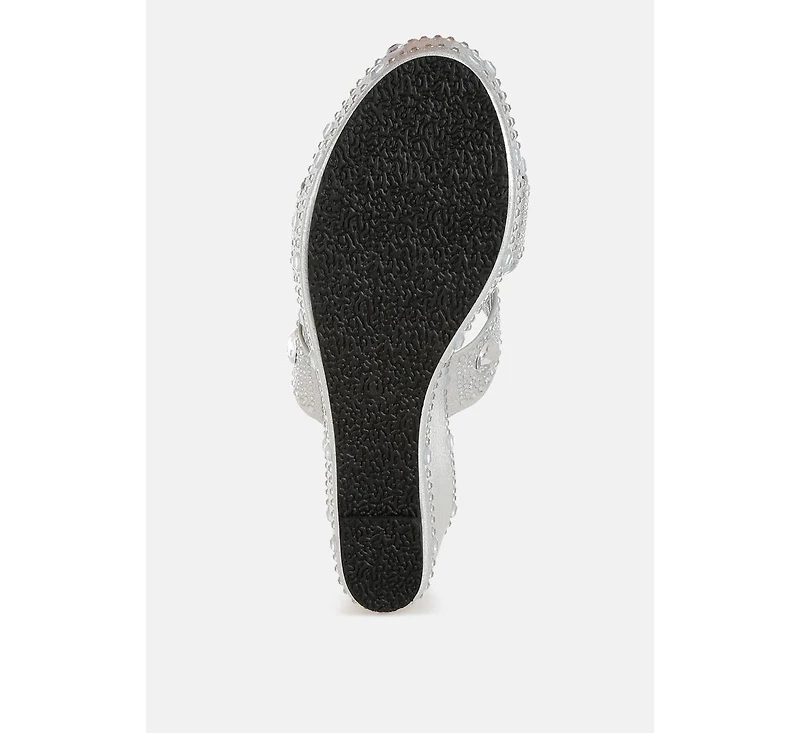 Iki Diki Rhinestone & Diamante Wedge Sandals