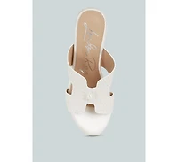 Renier Satin Pearl Detail Wedge Sandals