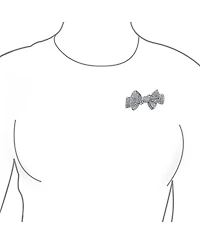 Bling Jewelry Dainty Crystal Brooch Pin with Silver Ribbon Bow Accent