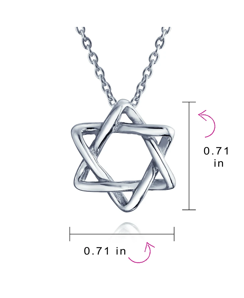 Bling Jewelry Classic Delicate Religious Judaica Hanukkah Intertwined Magen Star of David Pendant Necklace .925 Sterling Silver
