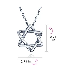 Bling Jewelry Classic Delicate Religious Judaica Hanukkah Intertwined Magen Star of David Pendant Necklace .925 Sterling Silver