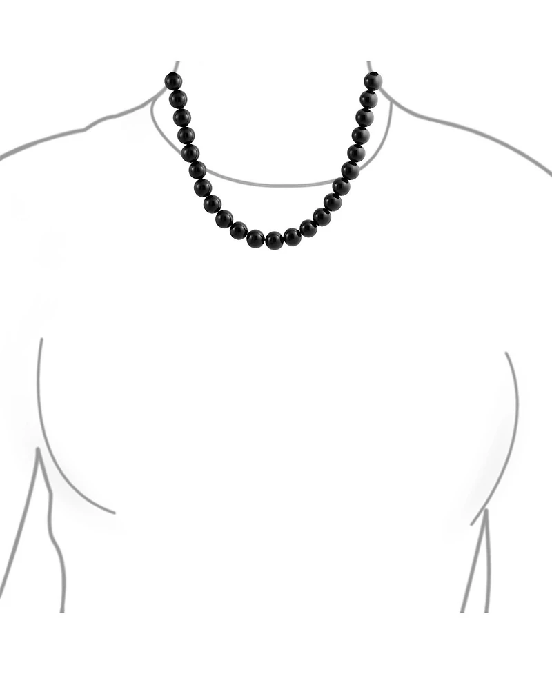 Bling Jewelry Plain Simple Basic Classic Black Natural Onyx Round 10MM Bead Strand Necklace Silver Plated Clasp