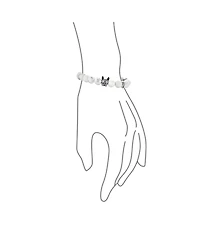 Bling Jewelry Pet Animal Charm Frenchie Dog Boxer Natural White Howlite Bead Stretch French Bulldog Bracelet Oxidized Silver Plated Adjustable